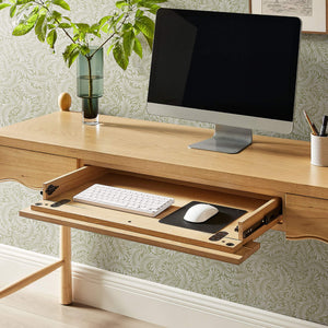 Modway Furniture Darcy Modway 62 Inch Postmodern Home Office Writing Desk with Oak Veneer Top Oak EEI-7791-OAK
