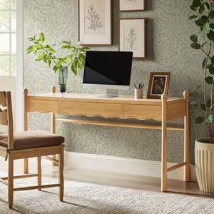 Modway Furniture Darcy Modway 62 Inch Postmodern Home Office Writing Desk with Oak Veneer Top Oak EEI-7791-OAK