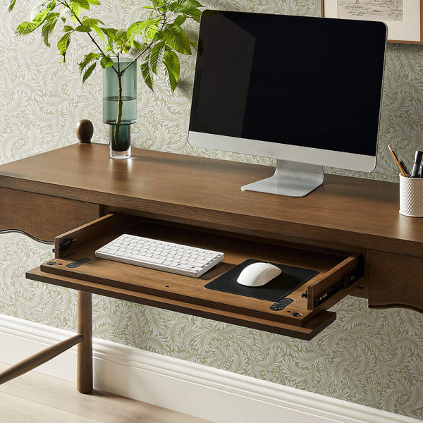 Modway Furniture Darcy Modway 62 Inch Postmodern Home Office Writing Desk with Oak Veneer Top Walnut EEI-7791-WAL
