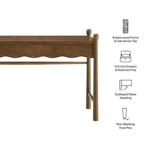 Modway Furniture Darcy Modway 62 Inch Postmodern Home Office Writing Desk with Oak Veneer Top Walnut EEI-7791-WAL