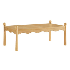Modway Furniture Darcy Modway Oak Veneer Coffee Table with Scalloped Edge and Storage Drawers Oak EEI-7792-OAK