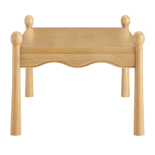 Modway Furniture Darcy Modway Oak Veneer Coffee Table with Scalloped Edge and Storage Drawers Oak EEI-7792-OAK