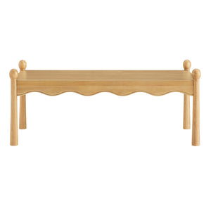 Modway Furniture Darcy Modway Oak Veneer Coffee Table with Scalloped Edge and Storage Drawers Oak EEI-7792-OAK