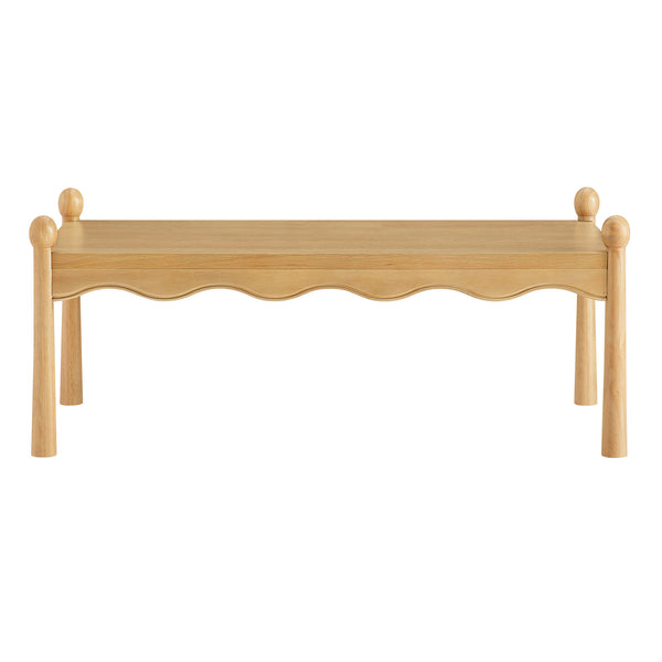 Modway Furniture Darcy Modway Oak Veneer Coffee Table with Scalloped Edge and Storage Drawers Oak EEI-7792-OAK