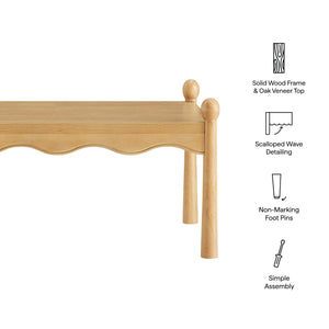Modway Furniture Darcy Modway Oak Veneer Coffee Table with Scalloped Edge and Storage Drawers Oak EEI-7792-OAK