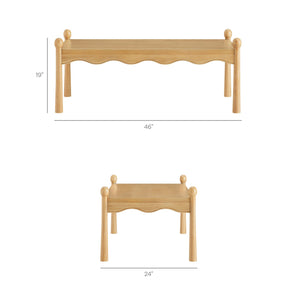 Modway Furniture Darcy Modway Oak Veneer Coffee Table with Scalloped Edge and Storage Drawers Oak EEI-7792-OAK
