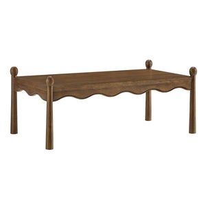 Modway Furniture Darcy Modway Oak Veneer Coffee Table with Scalloped Edge and Storage Drawers Walnut EEI-7792-WAL
