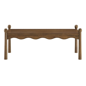 Modway Furniture Darcy Modway Oak Veneer Coffee Table with Scalloped Edge and Storage Drawers Walnut EEI-7792-WAL