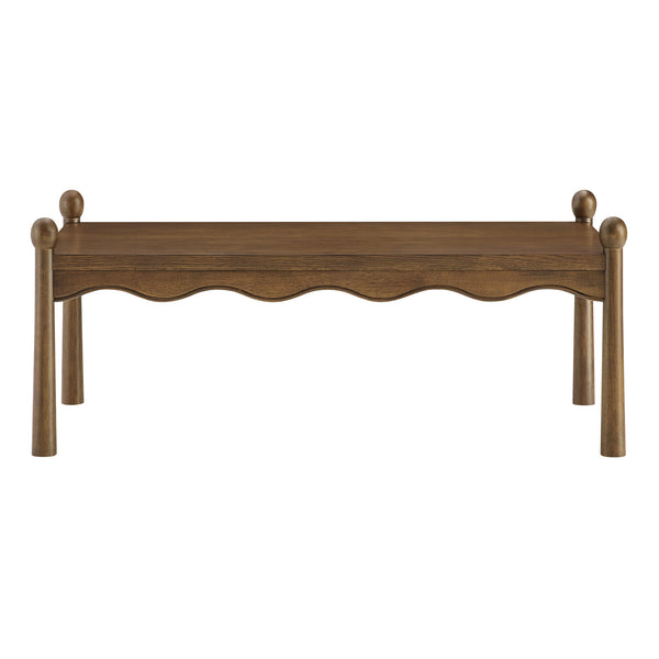 Modway Furniture Darcy Modway Oak Veneer Coffee Table with Scalloped Edge and Storage Drawers Walnut EEI-7792-WAL