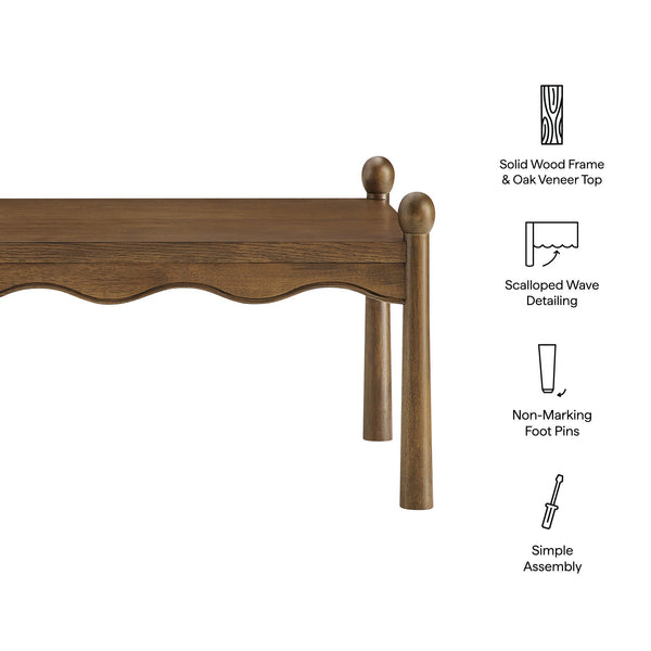 Modway Furniture Darcy Modway Oak Veneer Coffee Table with Scalloped Edge and Storage Drawers Walnut EEI-7792-WAL