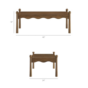 Modway Furniture Darcy Modway Oak Veneer Coffee Table with Scalloped Edge and Storage Drawers Walnut EEI-7792-WAL