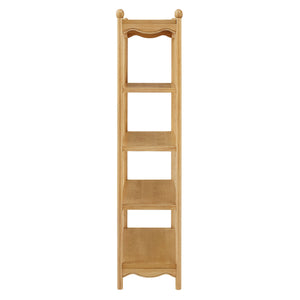 Modway Furniture Darcy Tall Open Bookcase with Scalloped Trim and Ball Finials for Living Room Display Oak EEI-7793-OAK