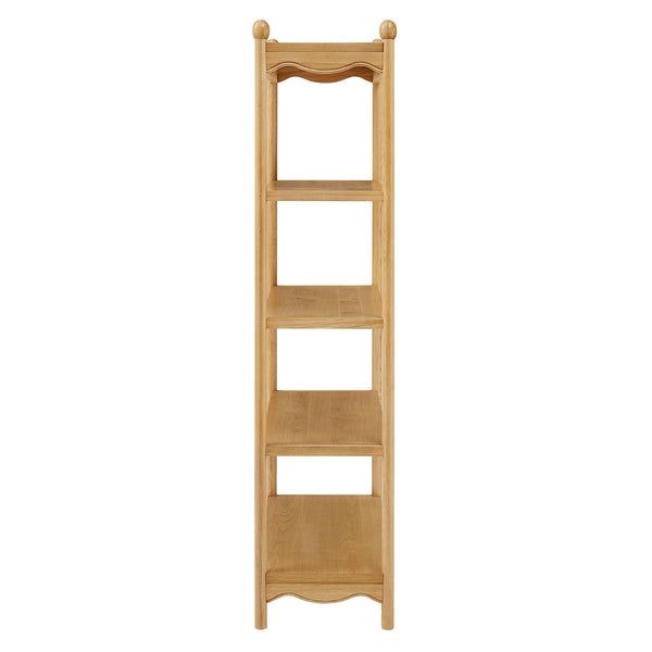 Modway Furniture Darcy Tall Open Bookcase with Scalloped Trim and Ball Finials for Living Room Display Oak EEI-7793-OAK