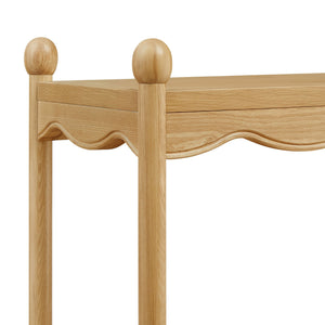 Modway Furniture Darcy Tall Open Bookcase with Scalloped Trim and Ball Finials for Living Room Display Oak EEI-7793-OAK