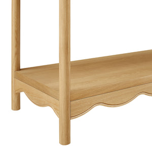 Modway Furniture Darcy Tall Open Bookcase with Scalloped Trim and Ball Finials for Living Room Display Oak EEI-7793-OAK