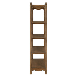 Modway Furniture Darcy Tall Open Bookcase with Scalloped Trim and Ball Finials for Living Room Display Walnut EEI-7793-WAL
