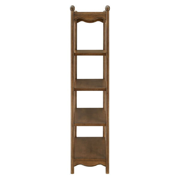 Modway Furniture Darcy Tall Open Bookcase with Scalloped Trim and Ball Finials for Living Room Display Walnut EEI-7793-WAL