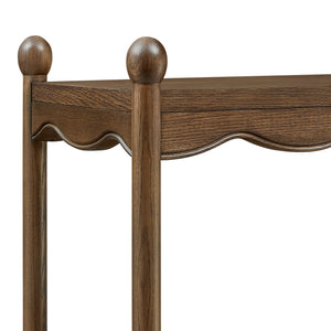 Modway Furniture Darcy Tall Open Bookcase with Scalloped Trim and Ball Finials for Living Room Display Walnut EEI-7793-WAL