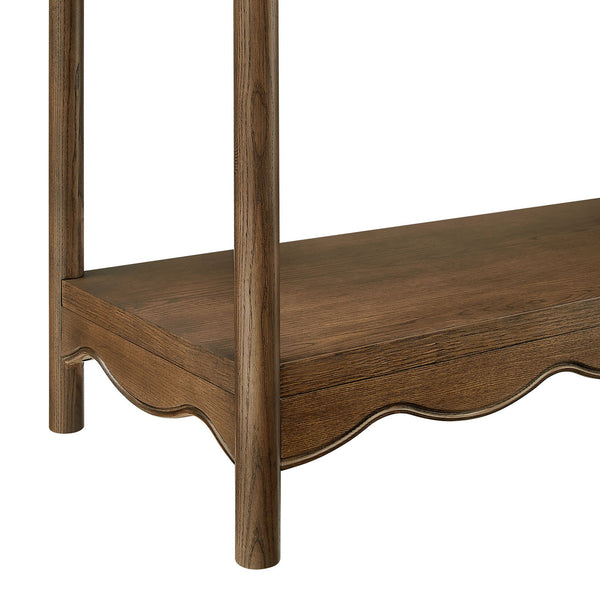 Modway Furniture Darcy Tall Open Bookcase with Scalloped Trim and Ball Finials for Living Room Display Walnut EEI-7793-WAL