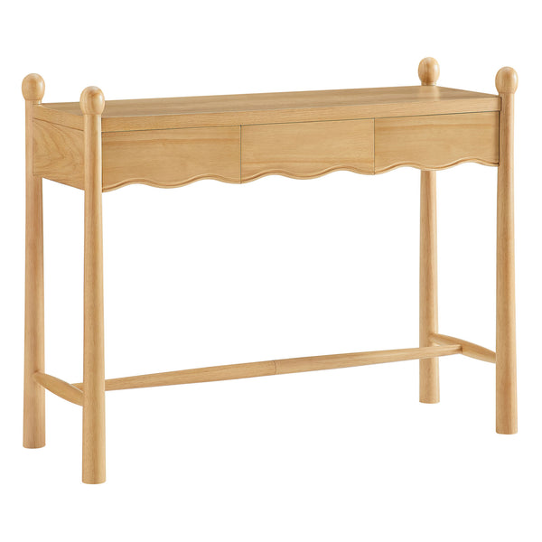 Modway Furniture Darcy Modway Oak Veneer Console Table with Scalloped Detail and Three Storage Drawers Oak EEI-7794-OAK