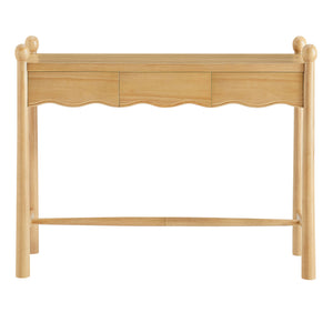 Modway Furniture Darcy Modway Oak Veneer Console Table with Scalloped Detail and Three Storage Drawers Oak EEI-7794-OAK