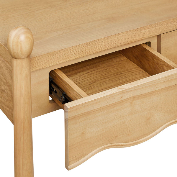 Modway Furniture Darcy Modway Oak Veneer Console Table with Scalloped Detail and Three Storage Drawers Oak EEI-7794-OAK