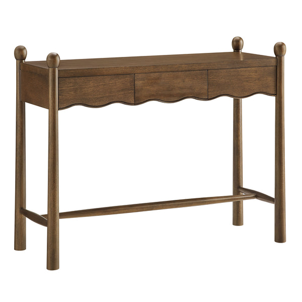 Modway Furniture Darcy Modway Oak Veneer Console Table with Scalloped Detail and Three Storage Drawers Walnut EEI-7794-WAL