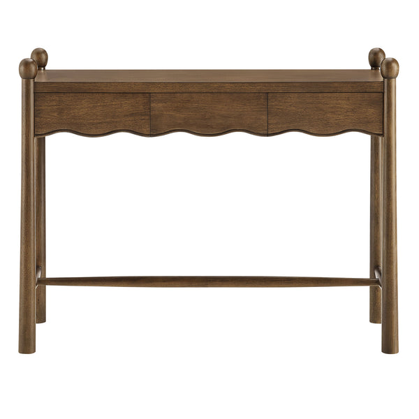 Modway Furniture Darcy Modway Oak Veneer Console Table with Scalloped Detail and Three Storage Drawers Walnut EEI-7794-WAL