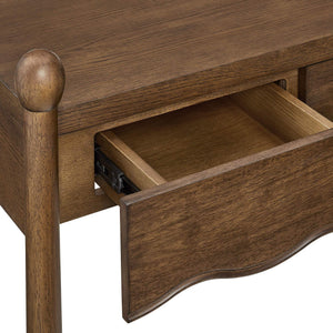 Modway Furniture Darcy Modway Oak Veneer Console Table with Scalloped Detail and Three Storage Drawers Walnut EEI-7794-WAL