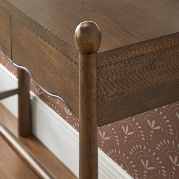 Modway Furniture Darcy Modway Oak Veneer Console Table with Scalloped Detail and Three Storage Drawers Walnut EEI-7794-WAL