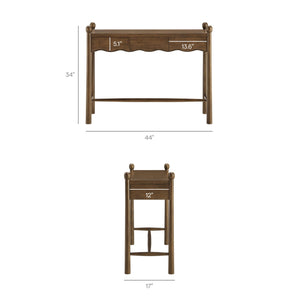 Modway Furniture Darcy Modway Oak Veneer Console Table with Scalloped Detail and Three Storage Drawers Walnut EEI-7794-WAL