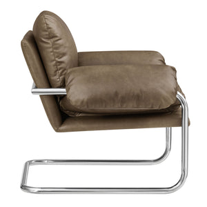 Modway Furniture Ansel Vegan Leather Lounge Chair with Steel Cantilever Frame for Modern Living Rooms Mushroom EEI-7795-MUS