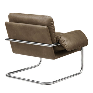 Modway Furniture Ansel Vegan Leather Lounge Chair with Steel Cantilever Frame for Modern Living Rooms Mushroom EEI-7795-MUS