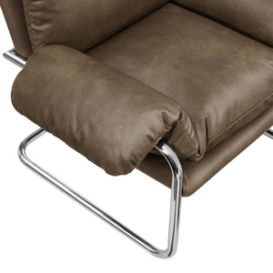 Modway Furniture Ansel Vegan Leather Lounge Chair with Steel Cantilever Frame for Modern Living Rooms Mushroom EEI-7795-MUS