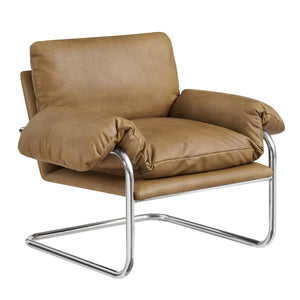 Modway Furniture Ansel Vegan Leather Lounge Chair with Steel Cantilever Frame for Modern Living Rooms Toast EEI-7795-TST
