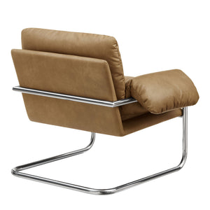 Modway Furniture Ansel Vegan Leather Lounge Chair with Steel Cantilever Frame for Modern Living Rooms Toast EEI-7795-TST