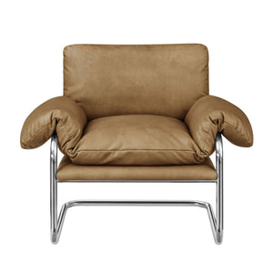 Modway Furniture Ansel Vegan Leather Lounge Chair with Steel Cantilever Frame for Modern Living Rooms Toast EEI-7795-TST