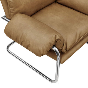 Modway Furniture Ansel Vegan Leather Lounge Chair with Steel Cantilever Frame for Modern Living Rooms Toast EEI-7795-TST