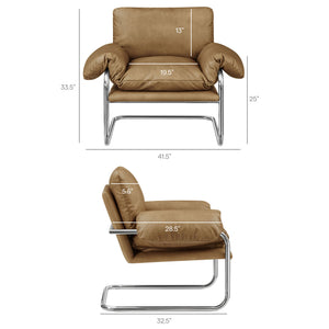 Modway Furniture Ansel Vegan Leather Lounge Chair with Steel Cantilever Frame for Modern Living Rooms Toast EEI-7795-TST