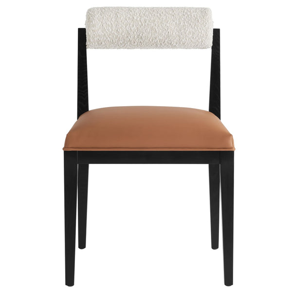 Modway Furniture Kai Boucle Backrest Vegan Leather Seat Dining Chairs with Ash Wood Legs Set of 2 EEI-7796-PRL-TAN