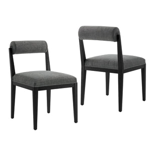 Modway Furniture Kai Modway Fabric Upholstered Dining Chair Set Ash Wood Frame Modern Kitchen Seating Charcoal EEI-7797-CHA