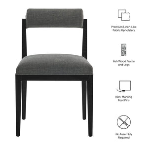 Modway Furniture Kai Modway Fabric Upholstered Dining Chair Set Ash Wood Frame Modern Kitchen Seating Charcoal EEI-7797-CHA