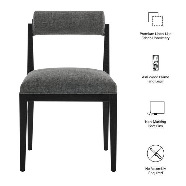 Modway Furniture Kai Modway Fabric Upholstered Dining Chair Set Ash Wood Frame Modern Kitchen Seating Charcoal EEI-7797-CHA