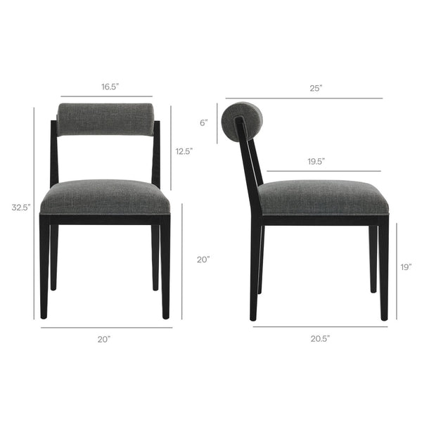 Modway Furniture Kai Modway Fabric Upholstered Dining Chair Set Ash Wood Frame Modern Kitchen Seating Charcoal EEI-7797-CHA