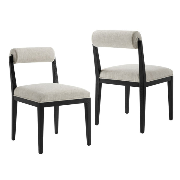 Modway Furniture Kai Modway Fabric Upholstered Dining Chair Set Ash Wood Frame Modern Kitchen Seating Linen EEI-7797-LIN