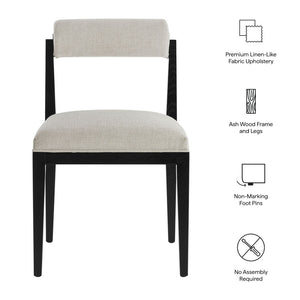 Modway Furniture Kai Modway Fabric Upholstered Dining Chair Set Ash Wood Frame Modern Kitchen Seating Linen EEI-7797-LIN