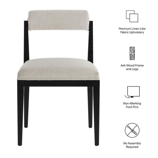 Modway Furniture Kai Modway Fabric Upholstered Dining Chair Set Ash Wood Frame Modern Kitchen Seating Linen EEI-7797-LIN