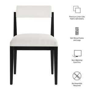 Modway Furniture Kai Modway Fabric Upholstered Dining Chair Set Ash Wood Frame Modern Kitchen Seating Salt EEI-7797-SAL