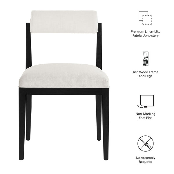 Modway Furniture Kai Modway Fabric Upholstered Dining Chair Set Ash Wood Frame Modern Kitchen Seating Salt EEI-7797-SAL