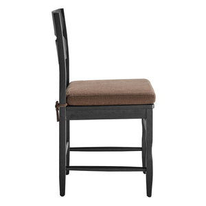 Modway Furniture Jax Solid Oak Cafe Style Dining Chairs with Cushions Set of Two for Modern Farmhouse Black Cocoa EEI-7798-BLK-COA